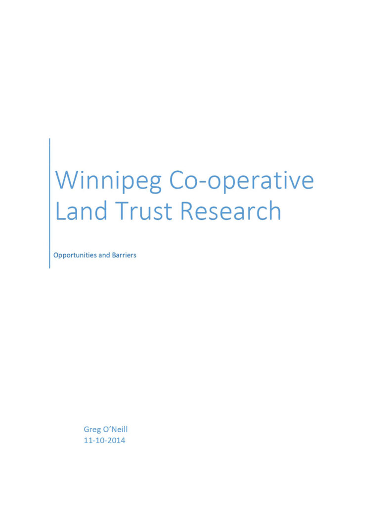 Winnipeg Co-operative Land Trust Research