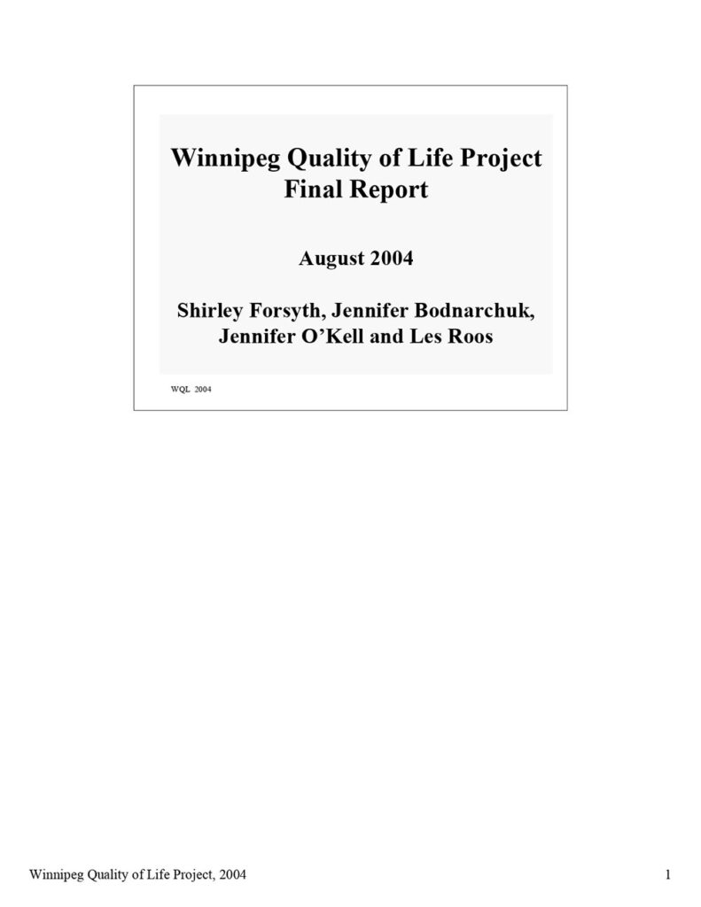 Winnipeg Quality of Life Report